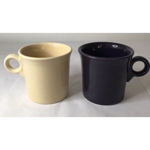 Fiesta Fiestaware HLC set of 2 Ring Handle Mugs Plum And Yellow